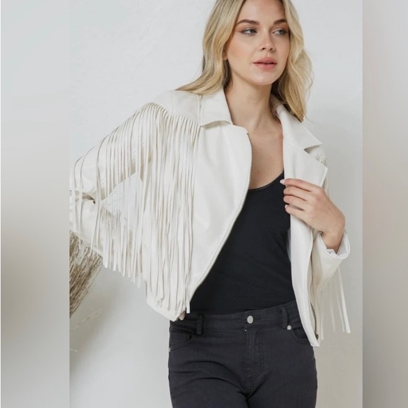 Jackets & Blazers - BNWT Vegan Leather Fringe Jacket